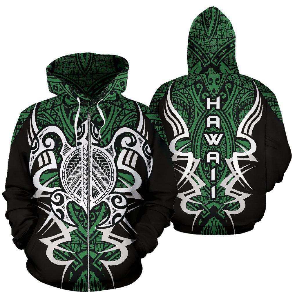 Hawaii Turtle Tribal Green Armor Art - 3D Hoodie