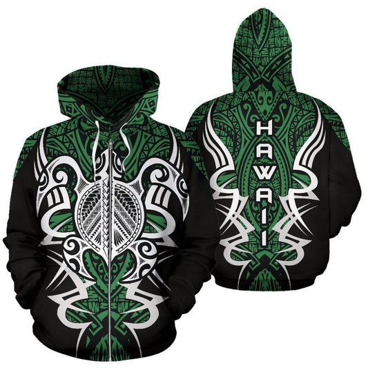 Hawaii Turtle Tribal Green Armor Art - 3D Hoodie