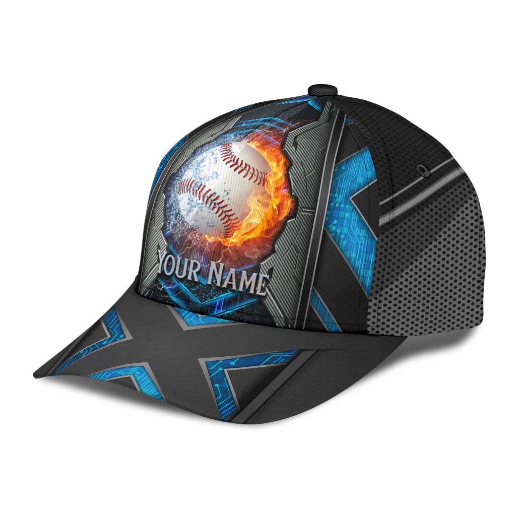 Custom Baseball Electric Fire Water Ball – Classic Cap