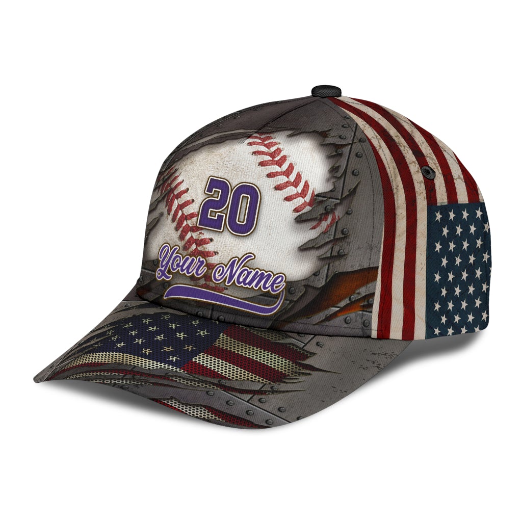 Custom Baseball Crack American Flag – Classic Cap