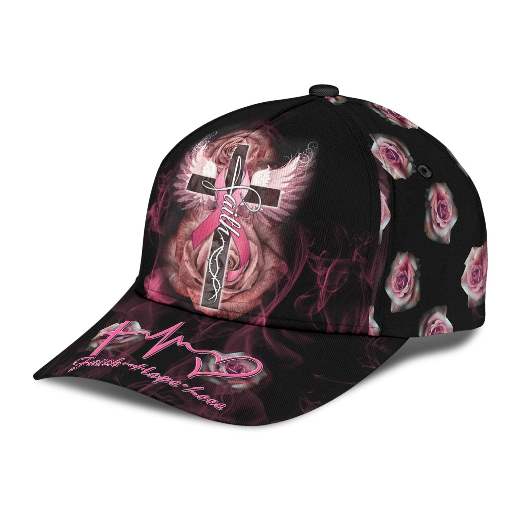 Breast Cancer Rose Cross – Classic Cap