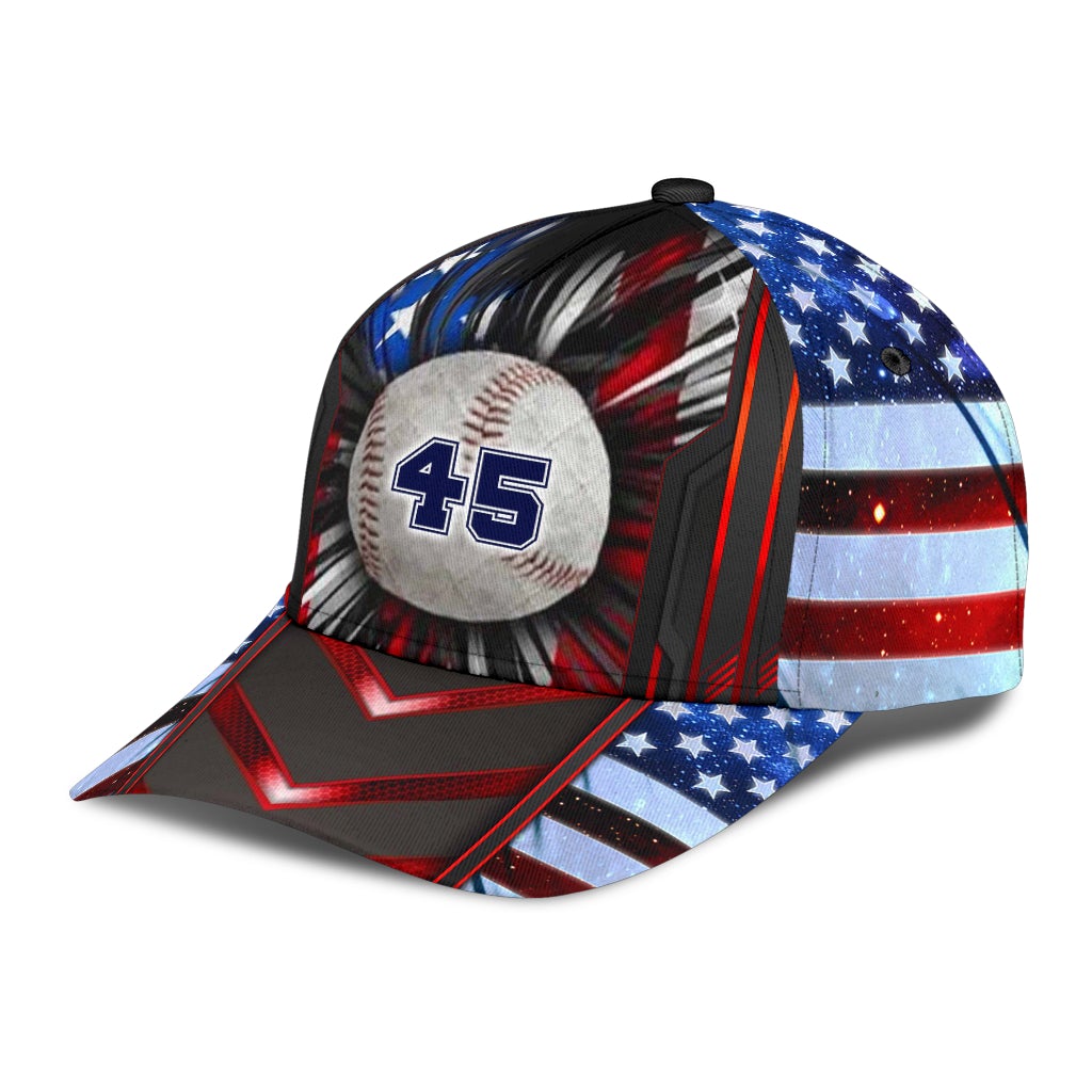 Custom Baseball US Flag Personalized Name – Classic Cap