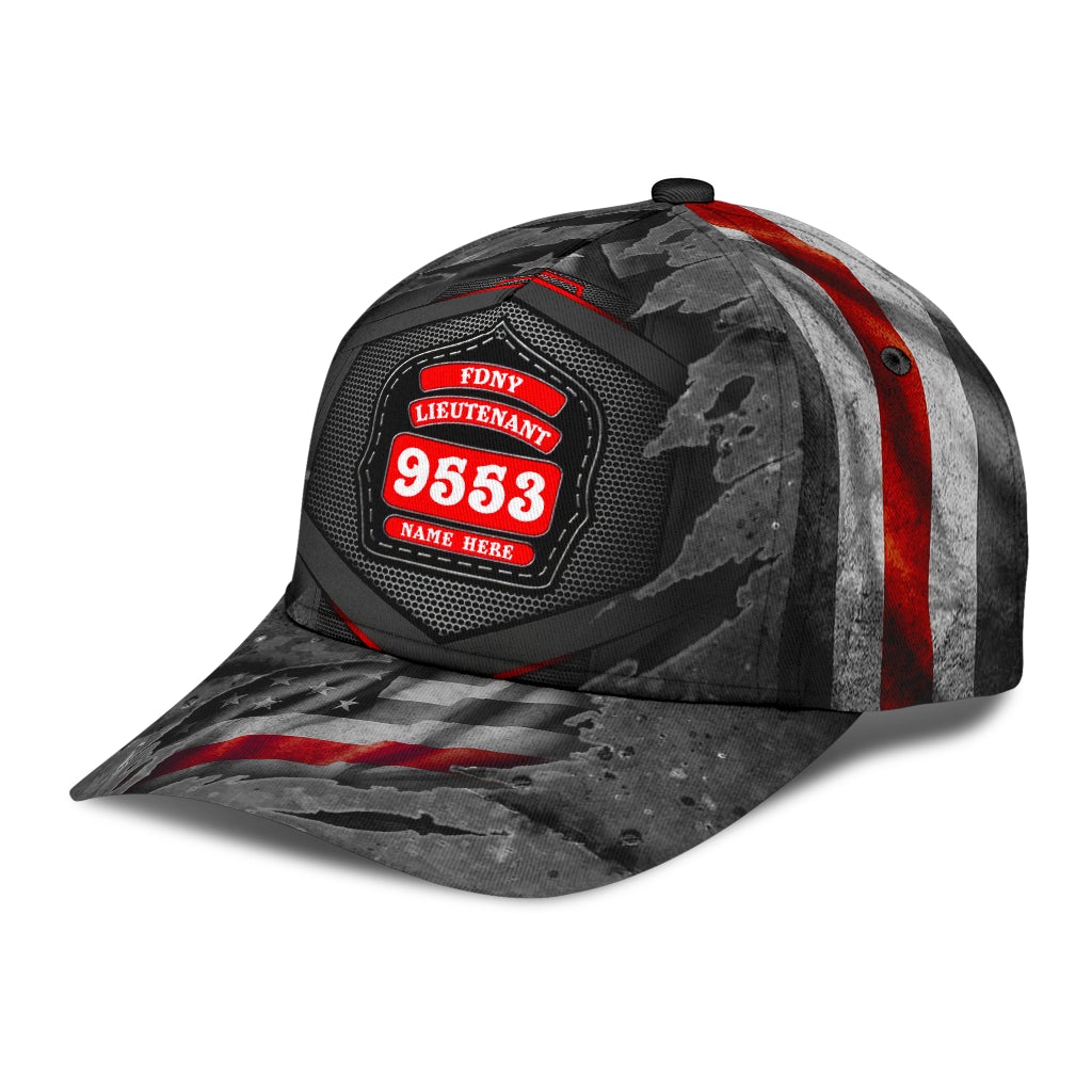 Custom Firefighter Badge Rank Name Number – Classic Cap