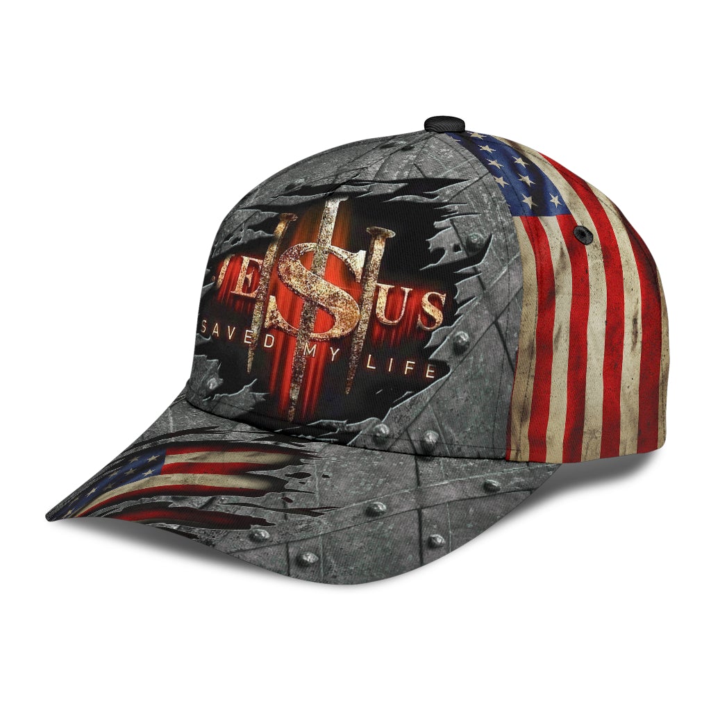 Faith Saved My Life Crack American Flag – Classic Cap