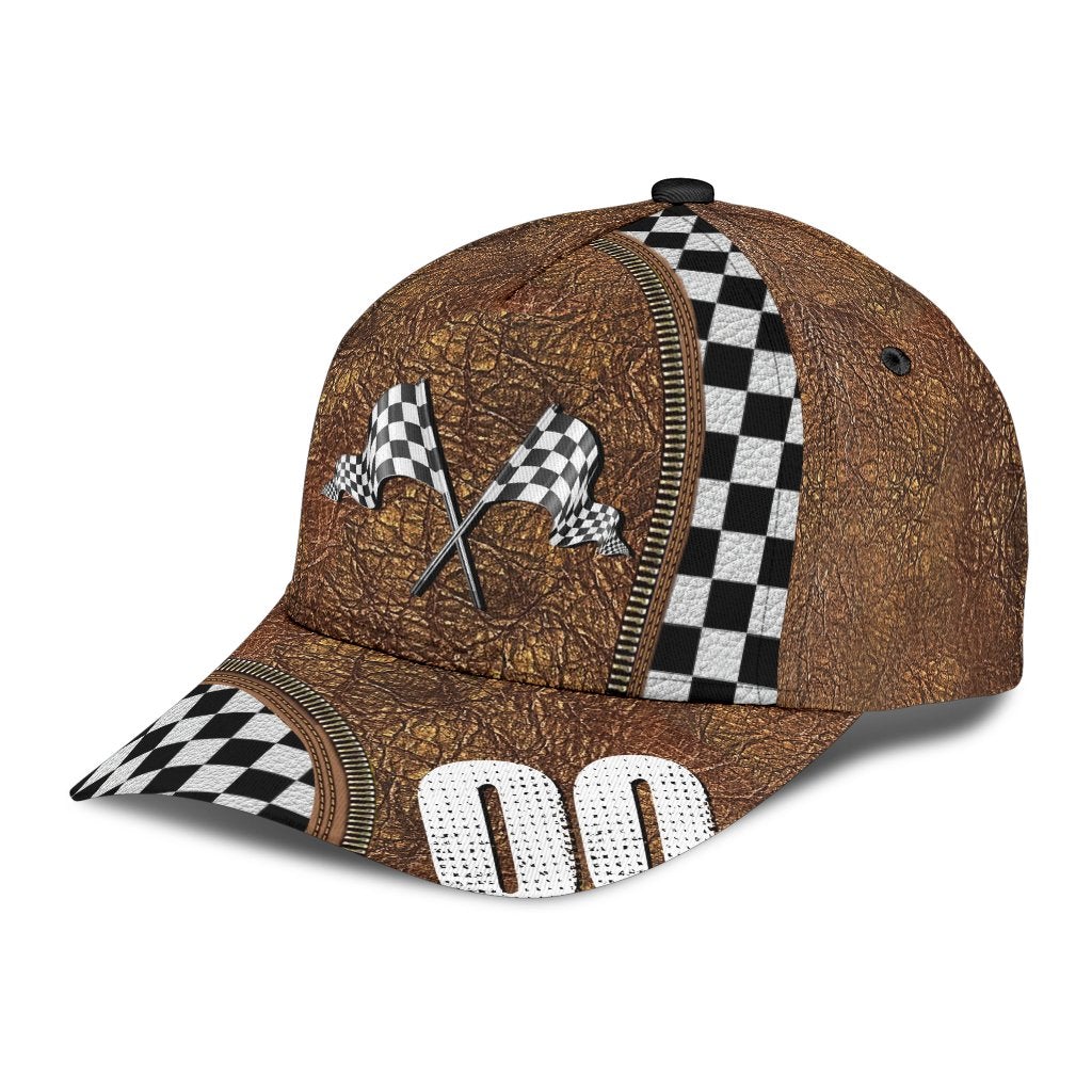 Custom Racing Leather Personalized Number – Classic Cap