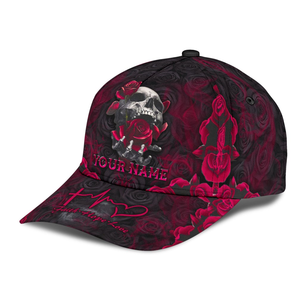 Custom Skull Roses Faith Hope Love – Classic Cap