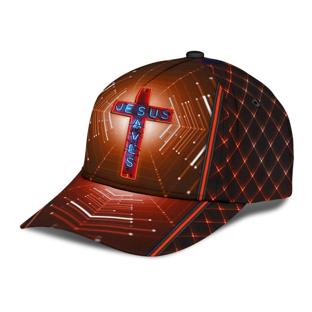 Faith Saves Neon Cross Pattern – Classic Cap