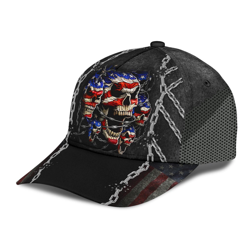 Skull American Flag Patriotic Style – Classic Cap