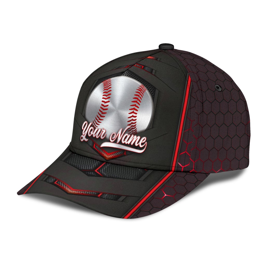 Custom Baseball Silver Pattern Personalized Name – Classic Cap