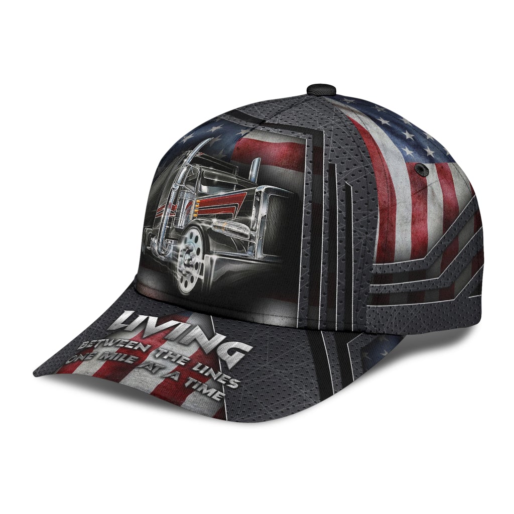 Truck Living Between Lines Mile At A Time – Classic Cap