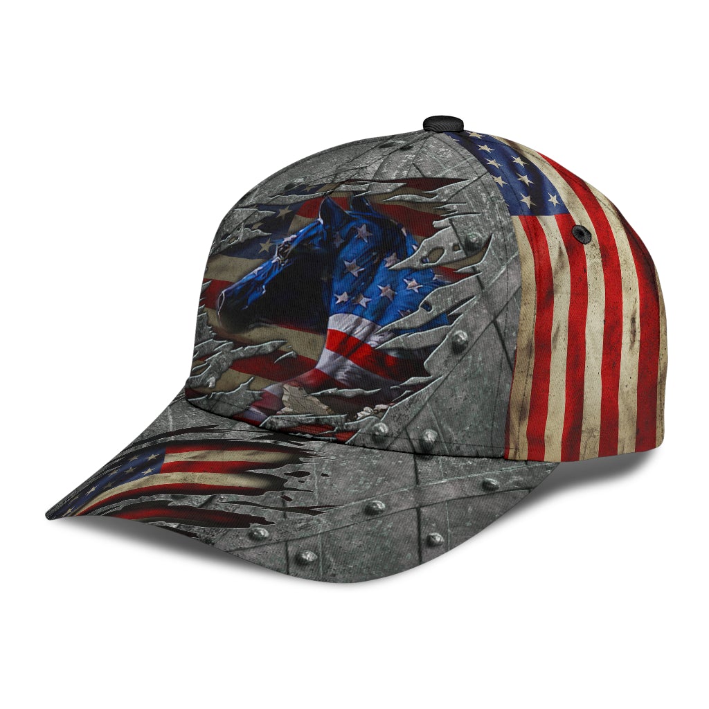 Horse US Flag Patriotic Style – Classic Cap