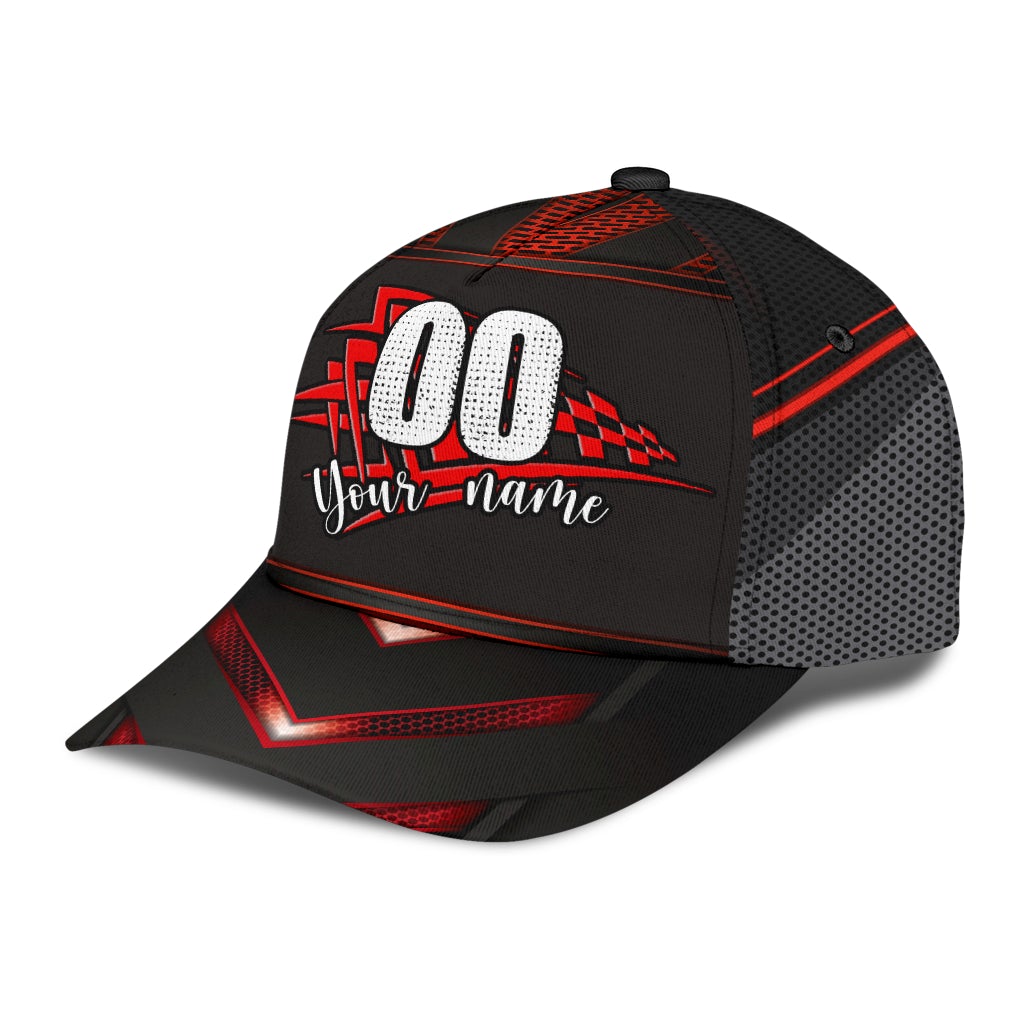 Custom Red Checked Racing Personalized Name Number – Classic Cap