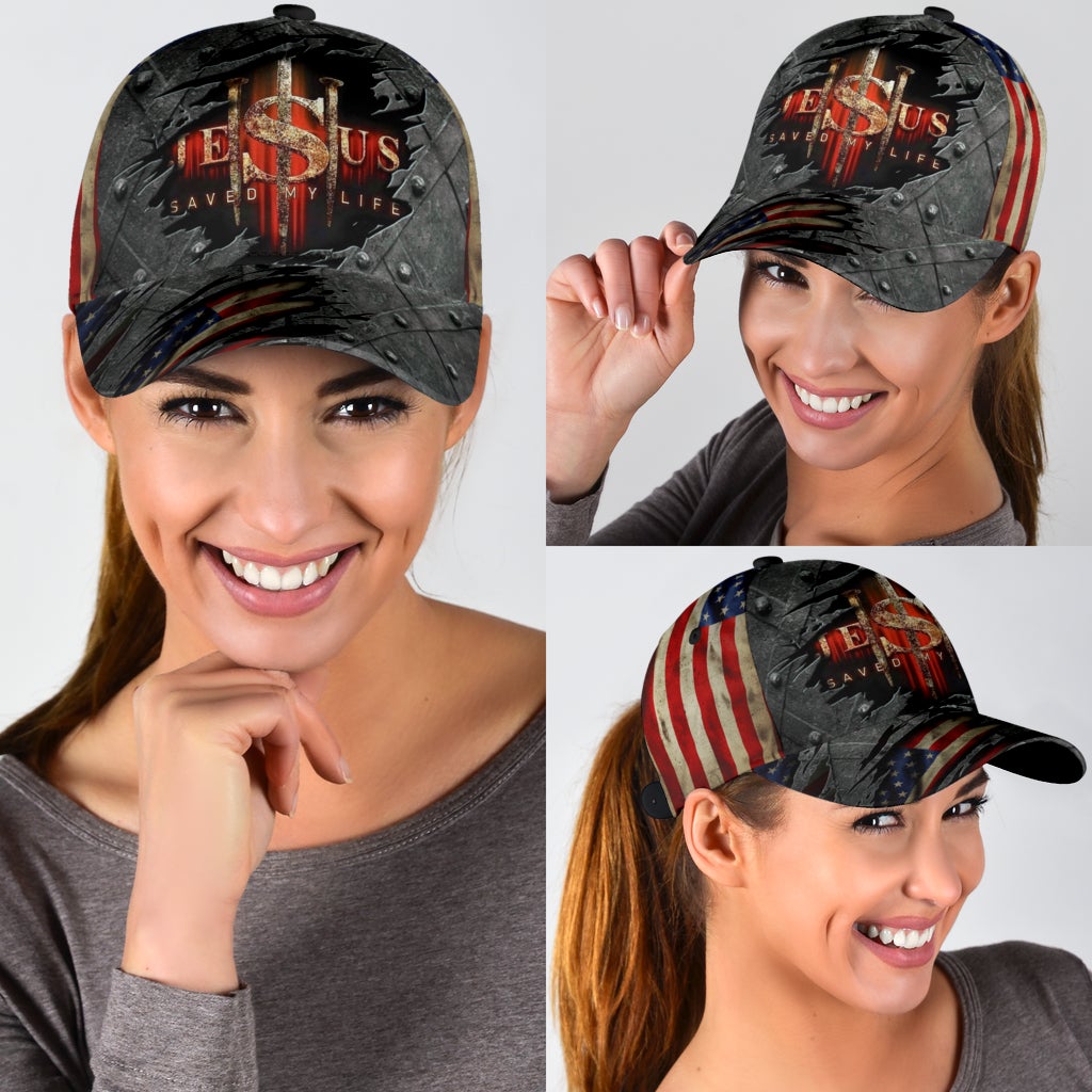 Faith Saved My Life Crack American Flag – Classic Cap