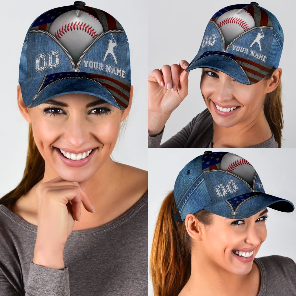 Custom Zipper Baseball Personalized Name Number – Classic Cap