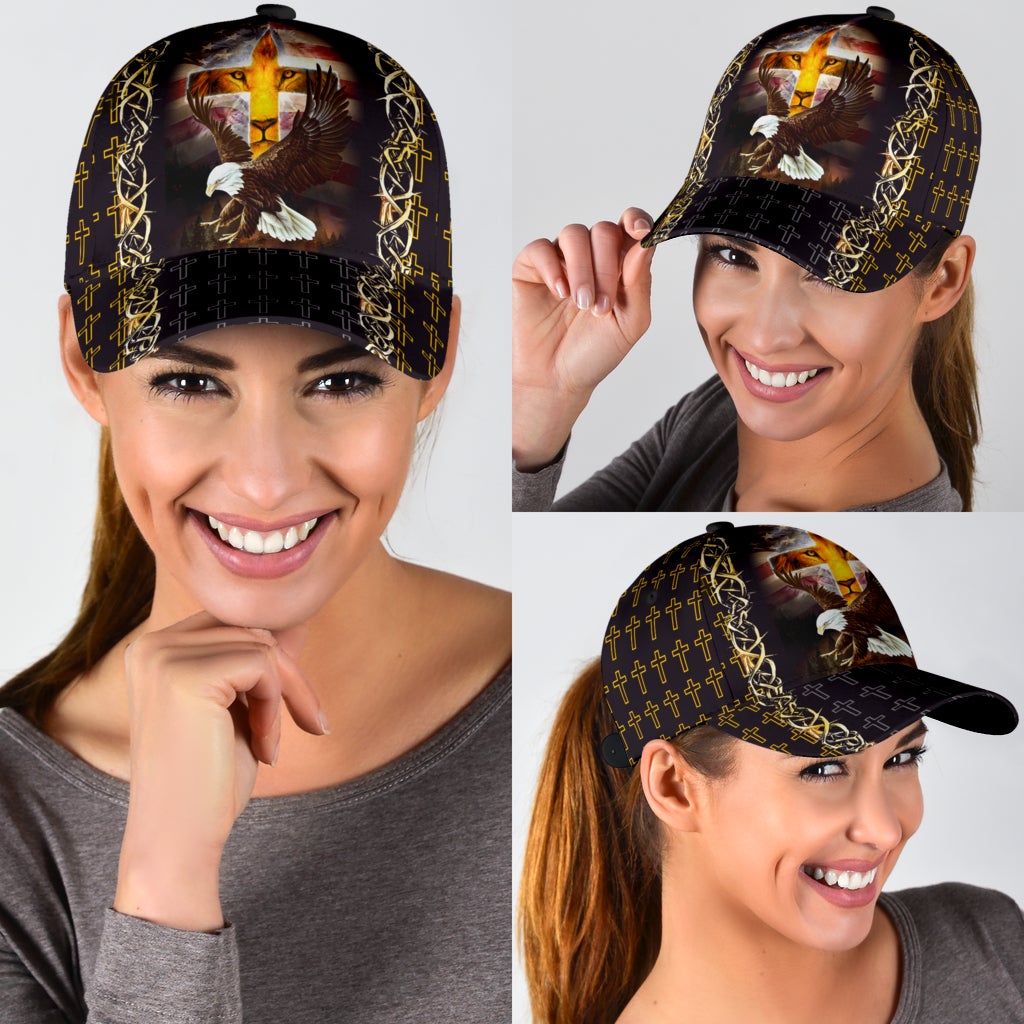 Faith Lion Eagle American Flag – Classic Cap