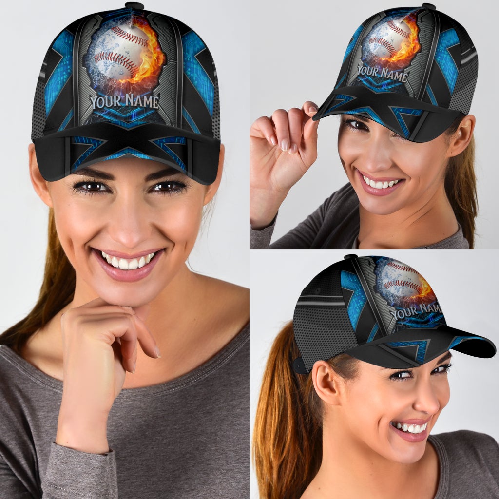 Custom Baseball Electric Fire Water Ball – Classic Cap