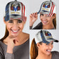 Custom Name Eagle American Flag White – Classic Cap