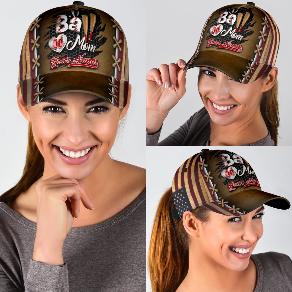 Custom Baseball Mom Personalized Name Number – Classic Cap