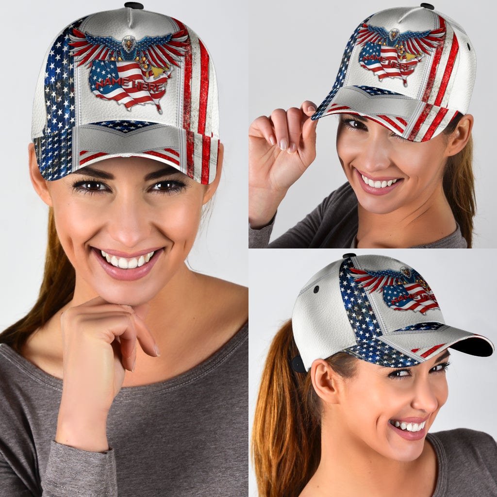 Custom Proud American Eagle Personalized Name – Classic Cap