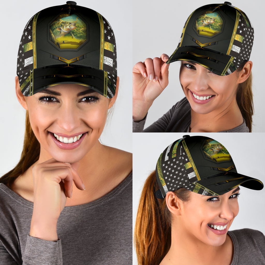 Fishing Camo US Flag Yellow – Classic Cap