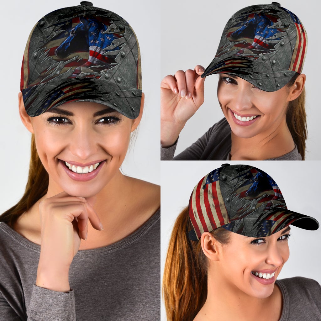 Horse US Flag Patriotic Style – Classic Cap