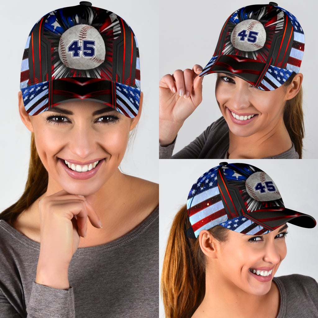 Custom Baseball US Flag Personalized Name – Classic Cap