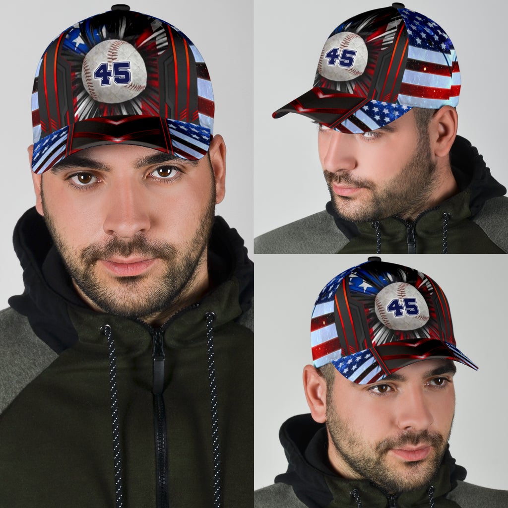 Custom Baseball US Flag Personalized Name – Classic Cap