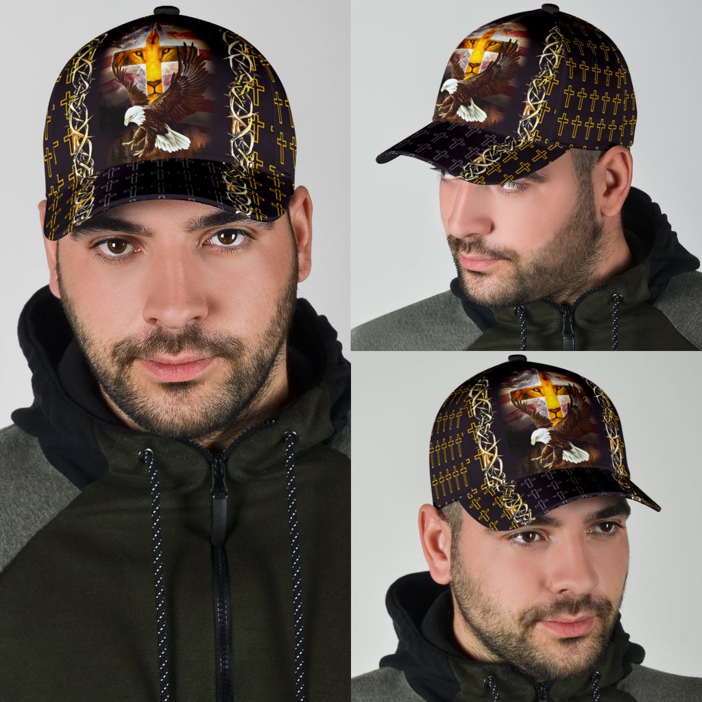 Faith Lion Eagle American Flag – Classic Cap