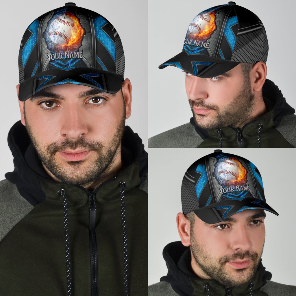 Custom Baseball Electric Fire Water Ball – Classic Cap