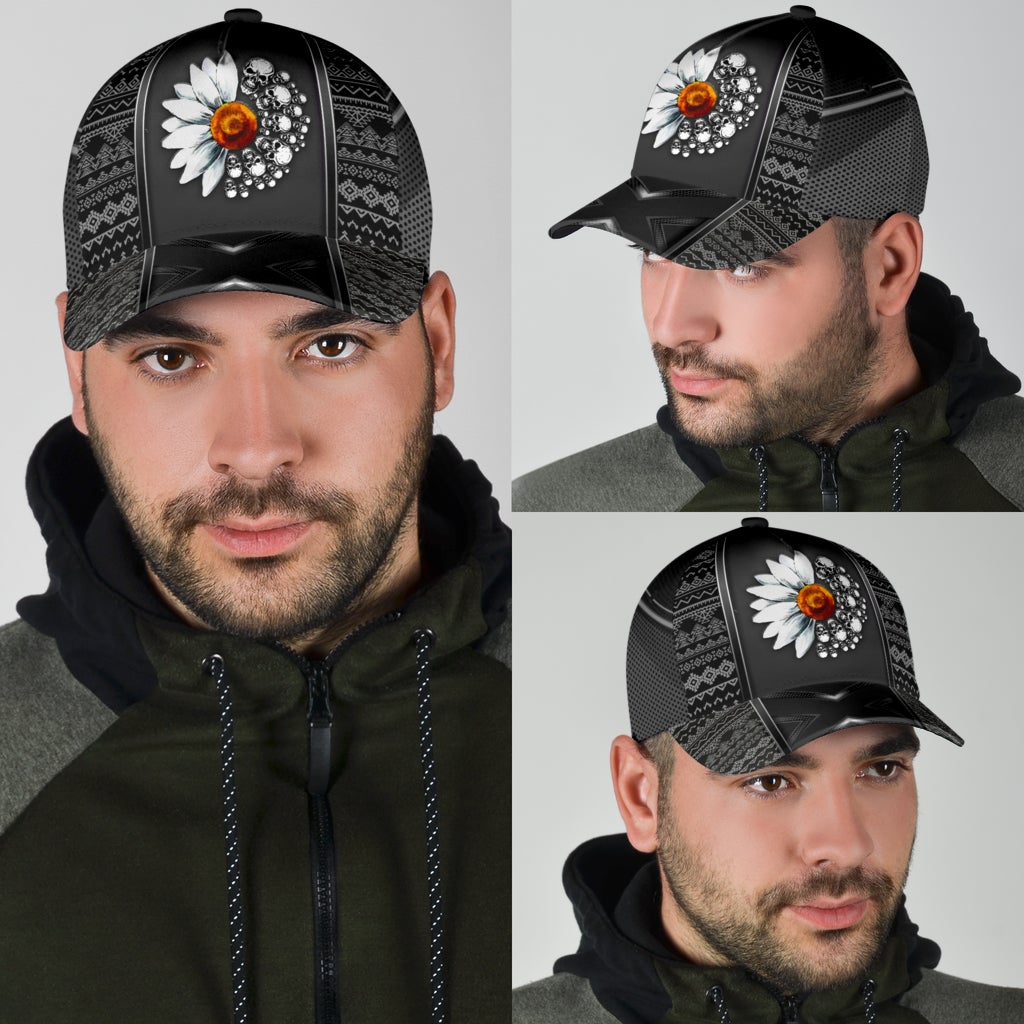 Daisy Skull Floral Skull Art Style – Classic Cap