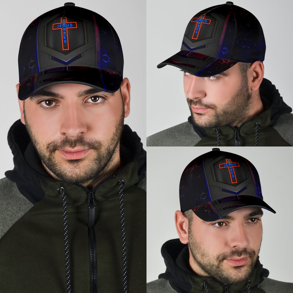 Faith Saves Cross Carbon Pattern – Classic Cap