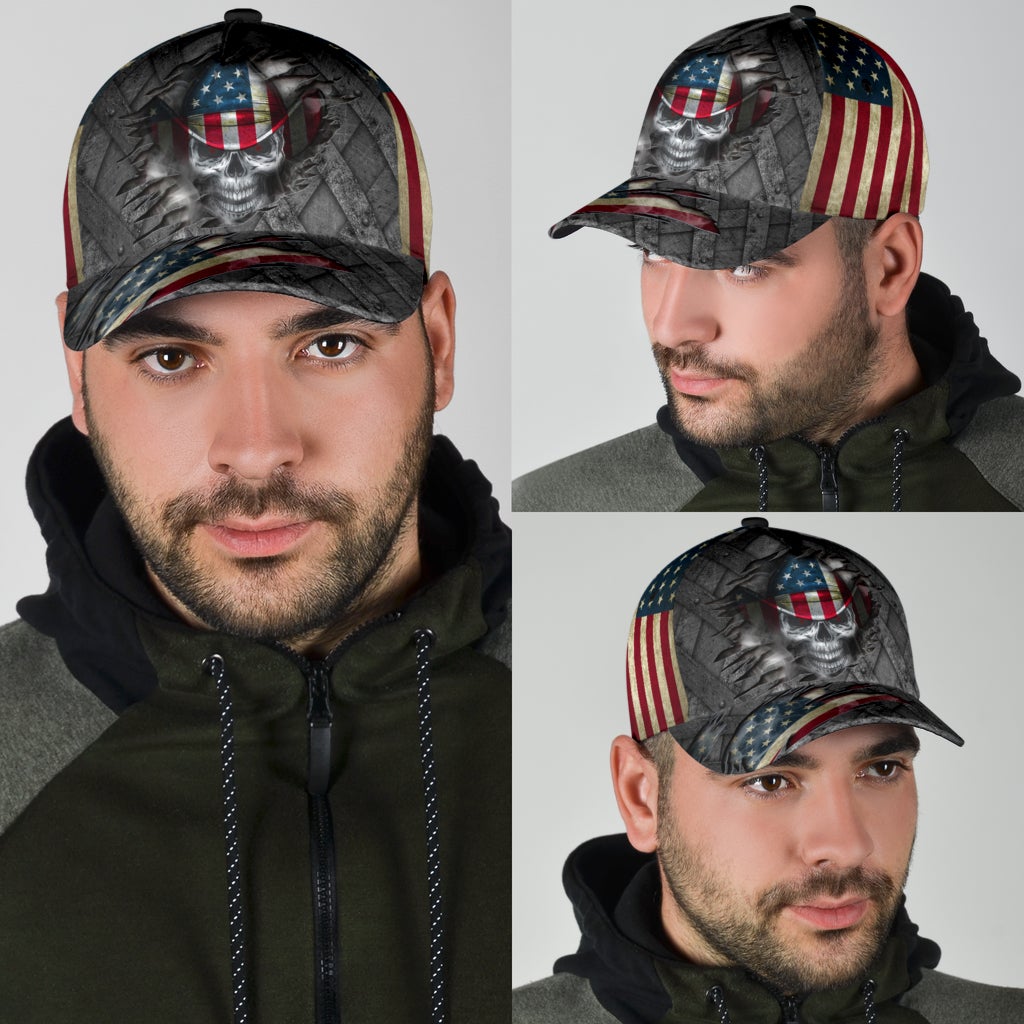 Cowboy Skull American Flag – Classic Cap