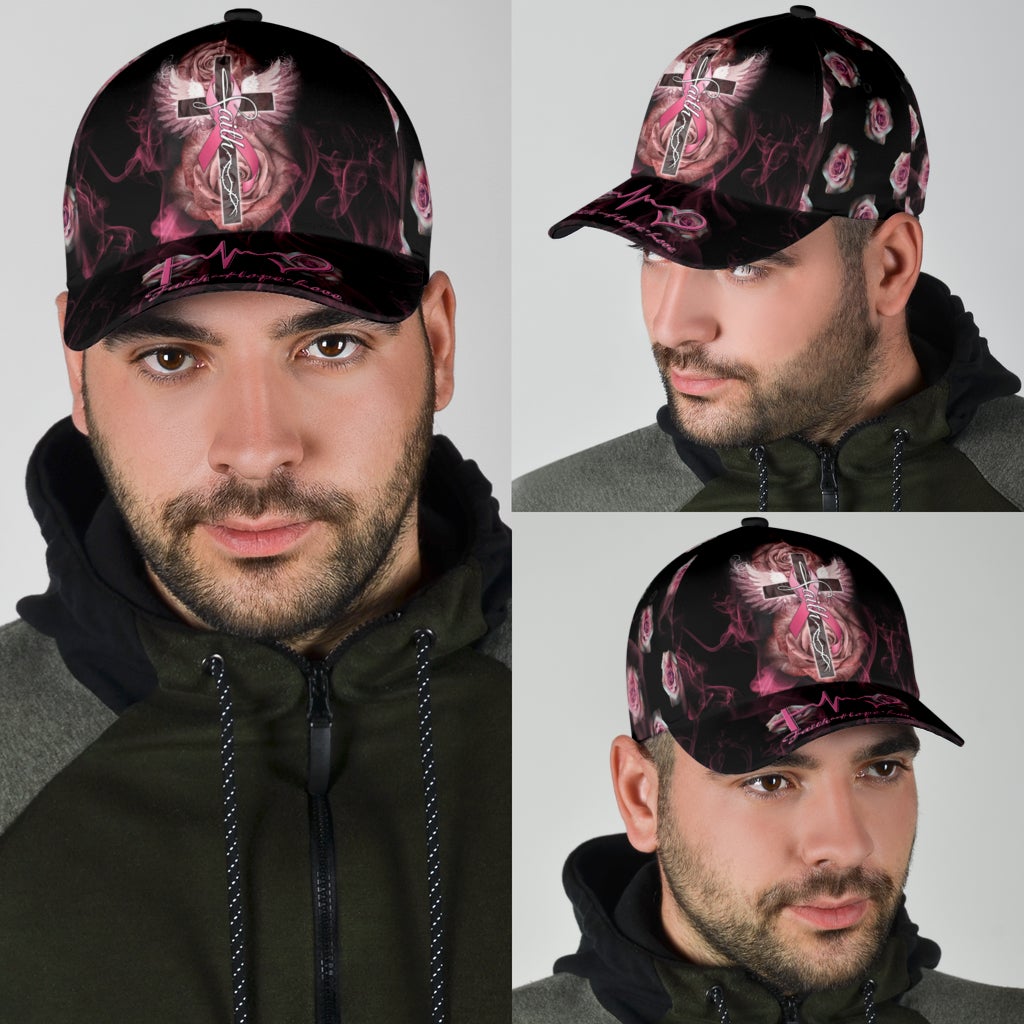 Breast Cancer Rose Cross – Classic Cap