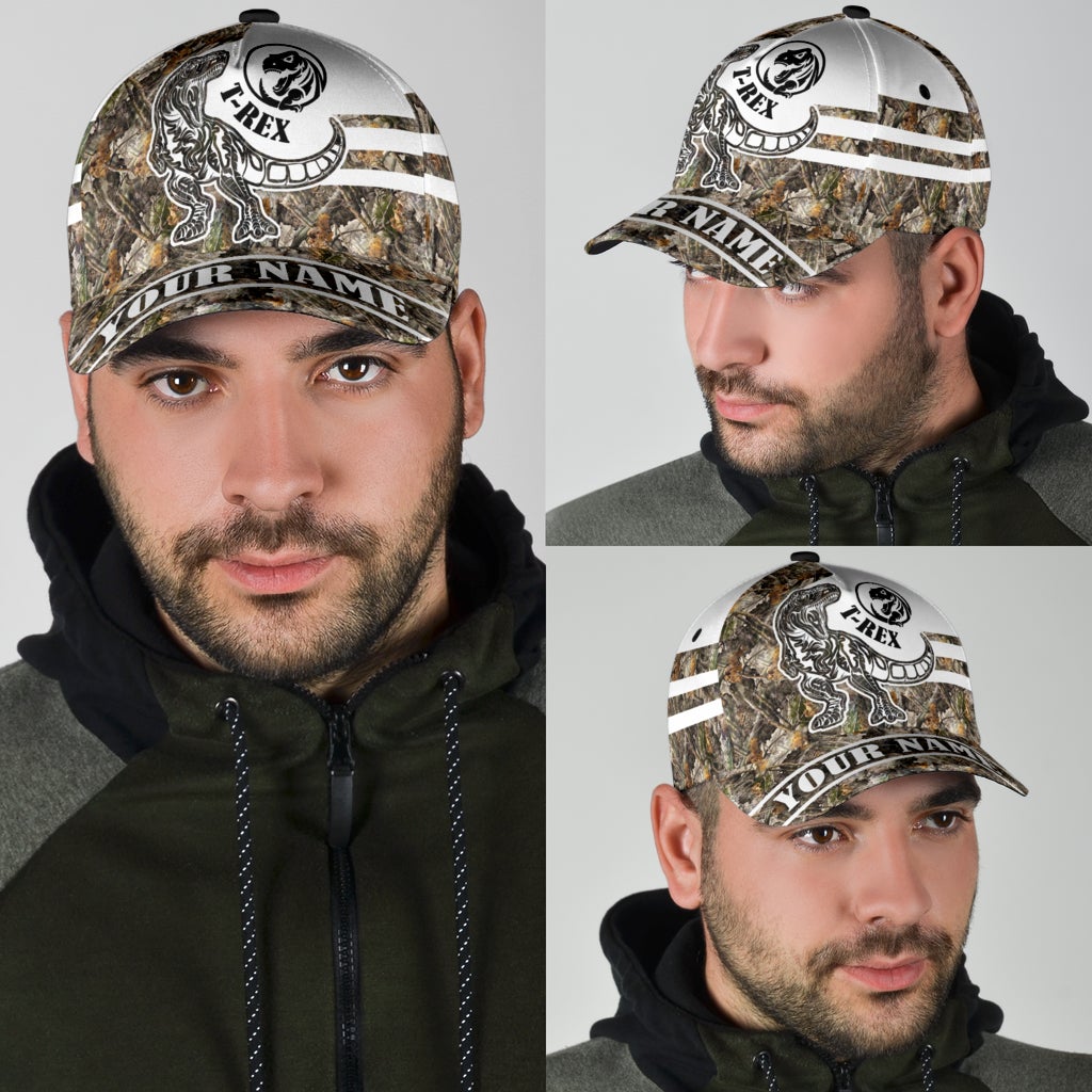 Custom Name T Rex Dinosaur Camo – Classic Cap