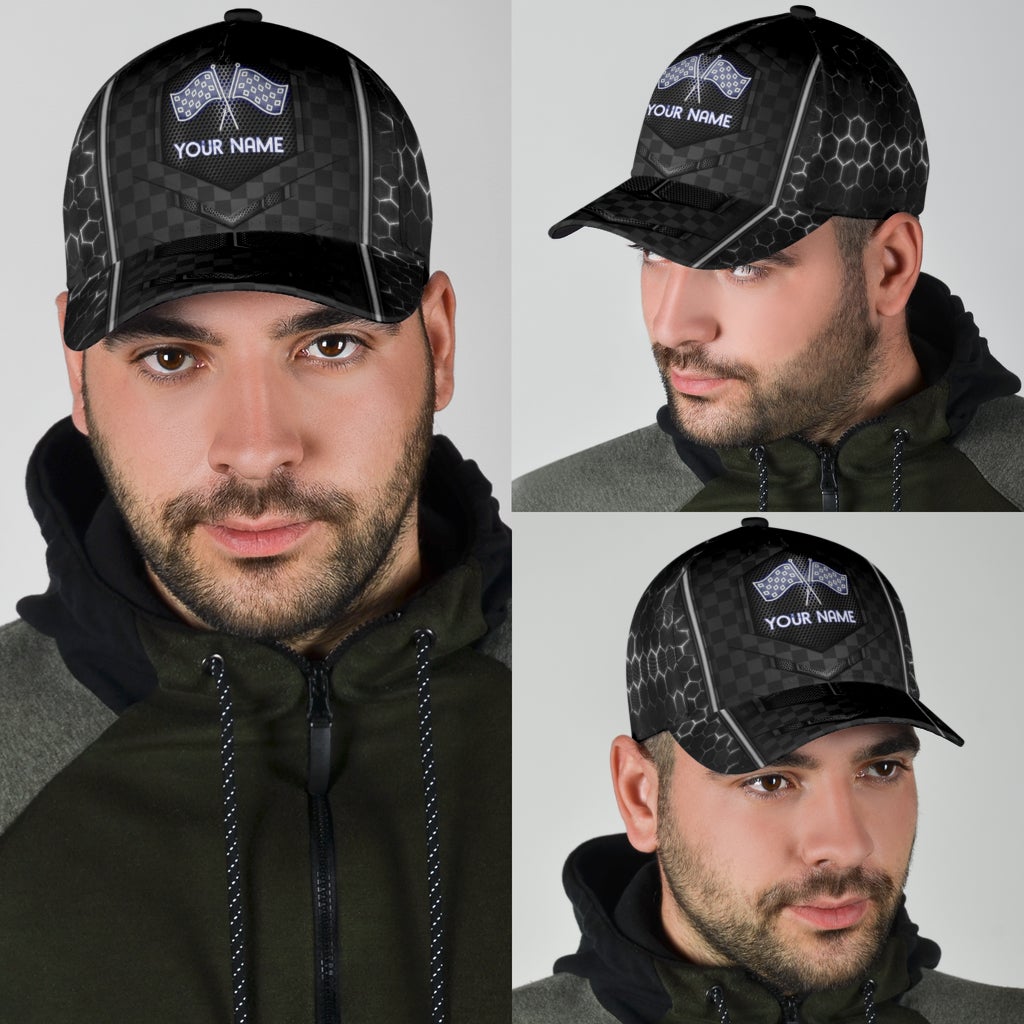 Custom Neon Racing Pattern Personalized Name – Classic Cap