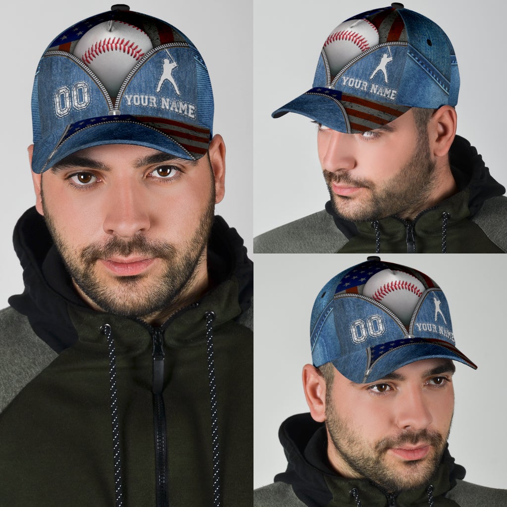 Custom Zipper Baseball Personalized Name Number – Classic Cap