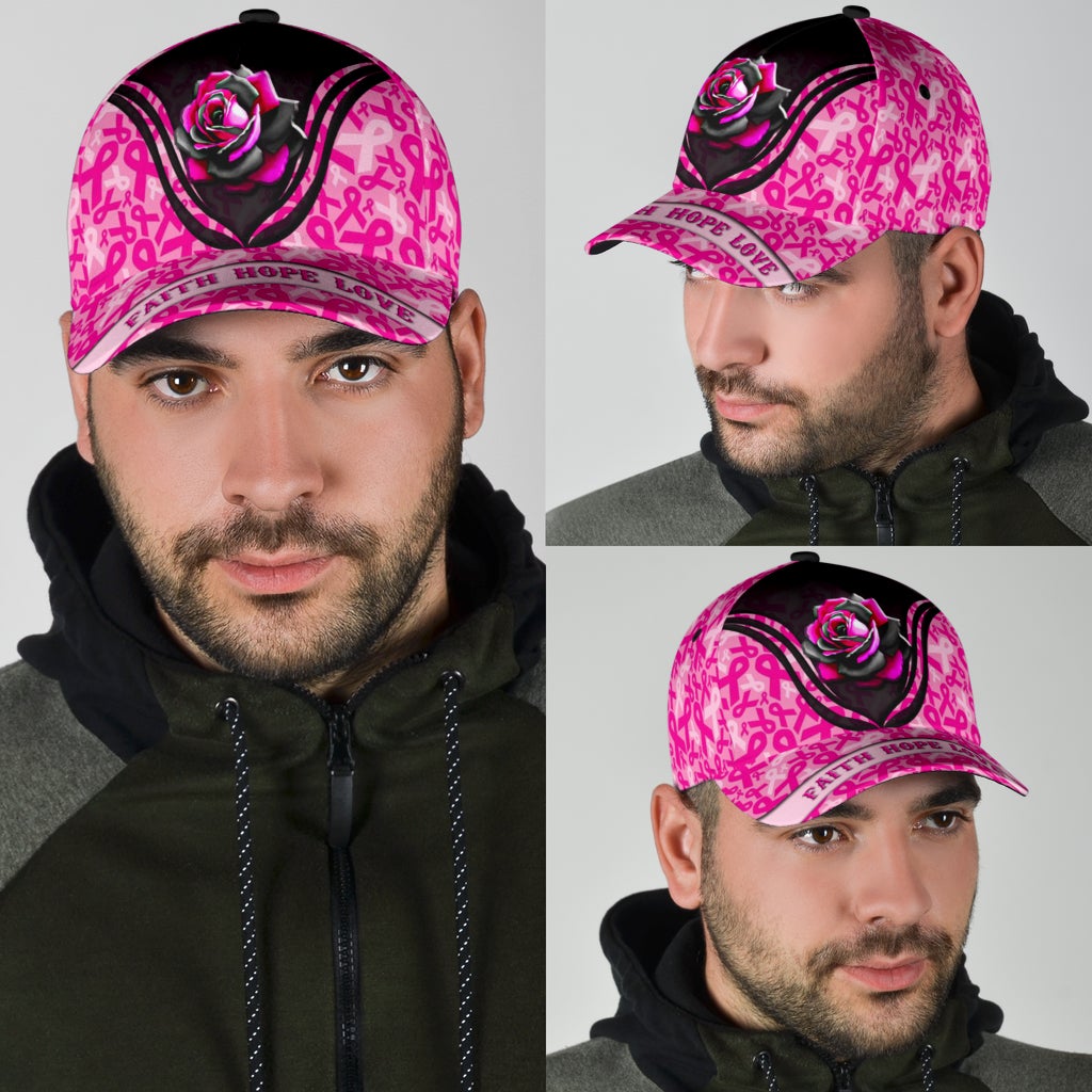 Breast Cancer Faith Hope Love Rose – Classic Cap