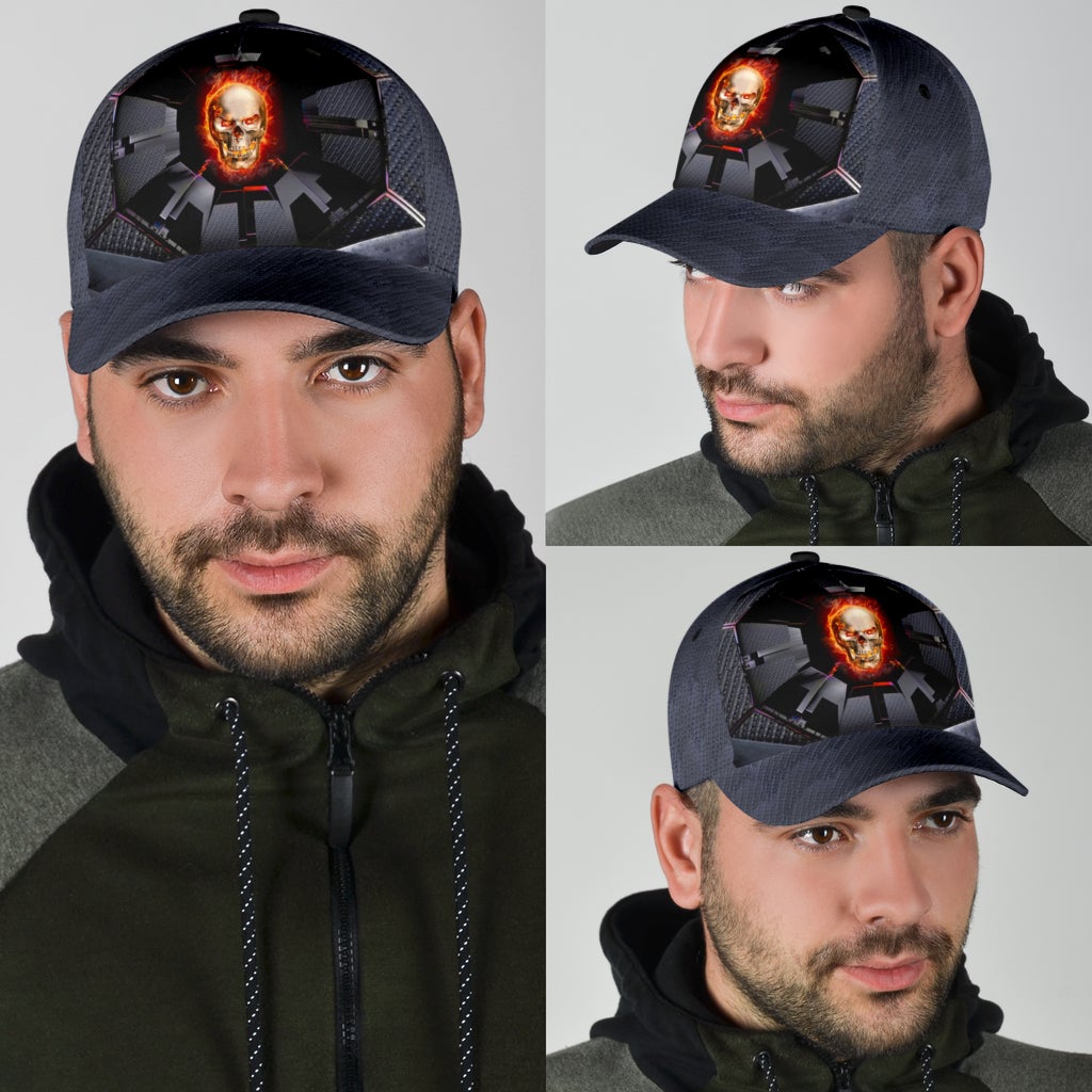 Skull Fire Hexagonal Style – Classic Cap