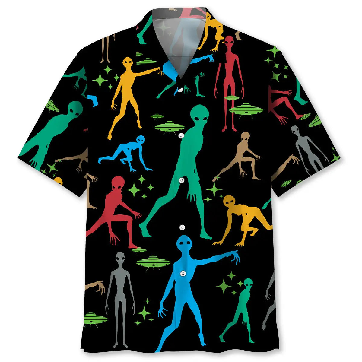Hawaiian Shirt / Adults / S Funny Alien Black Hawaiian Shirt