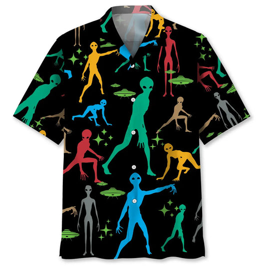 Hawaiian Shirt / Adults / S Funny Alien Black Hawaiian Shirt