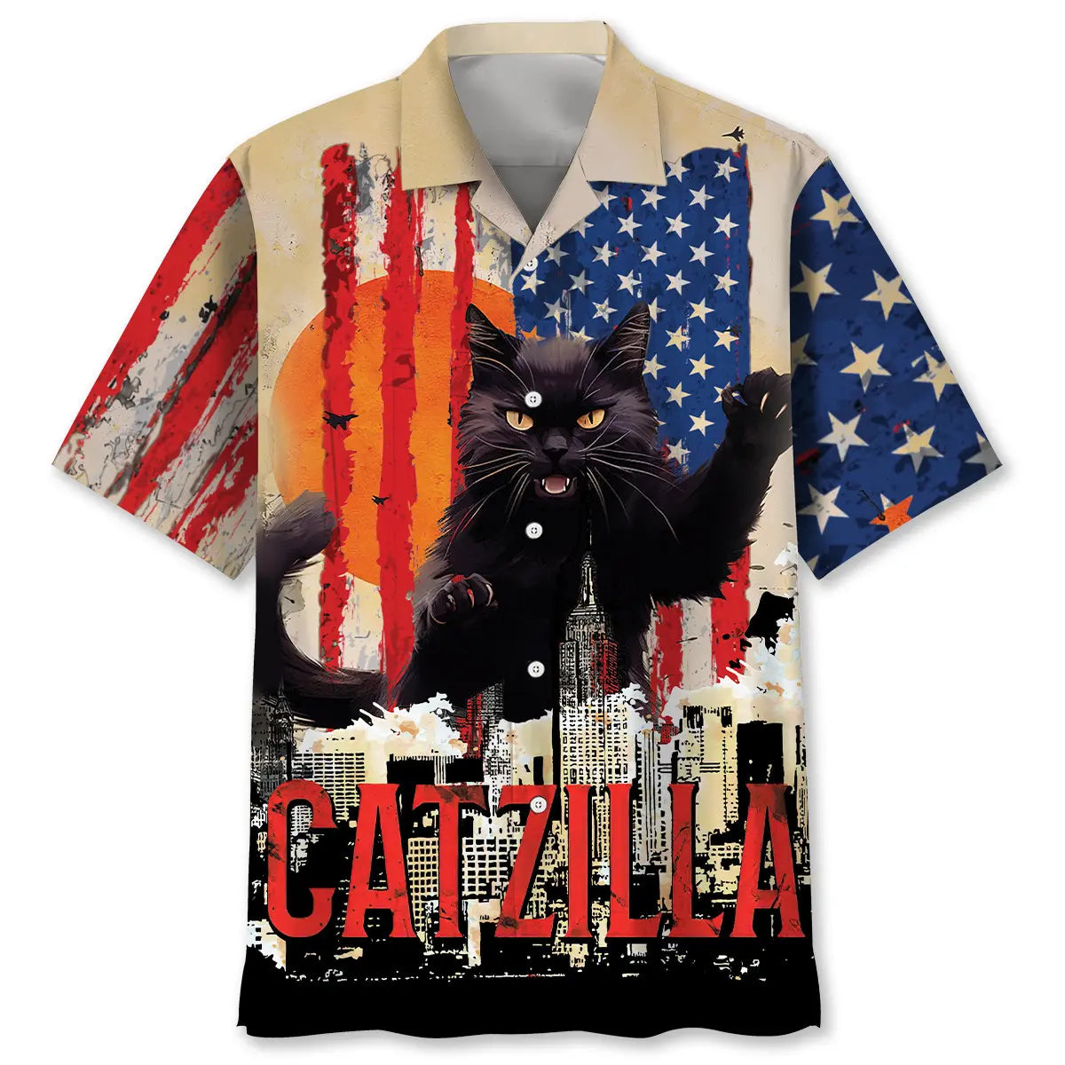 Hawaiian Shirt / Adults / S Funny America Black Cat Hawaiian Shirt