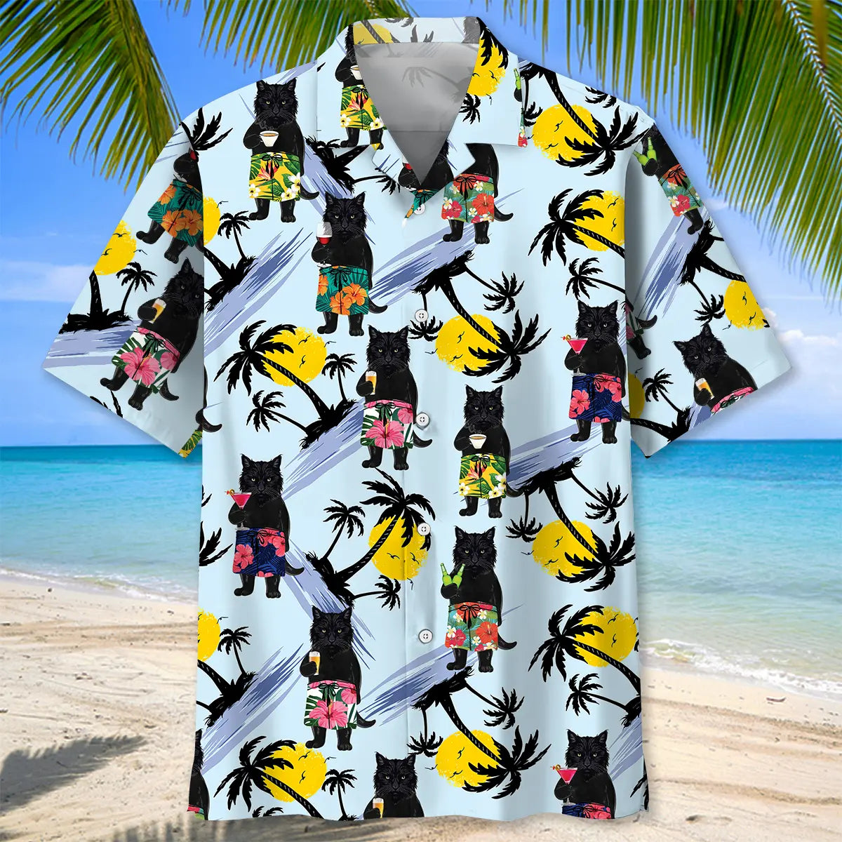 Funny Angry Black Cat Hawaiian Shirt