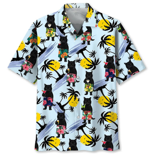 Hawaiian Shirt / Adults / S Funny Angry Black Cat Hawaiian Shirt