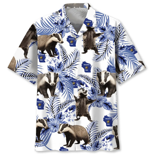 Hawaiian Shirt / Adults / S Funny Badgers Wisconsin State Hawaiian Shirt