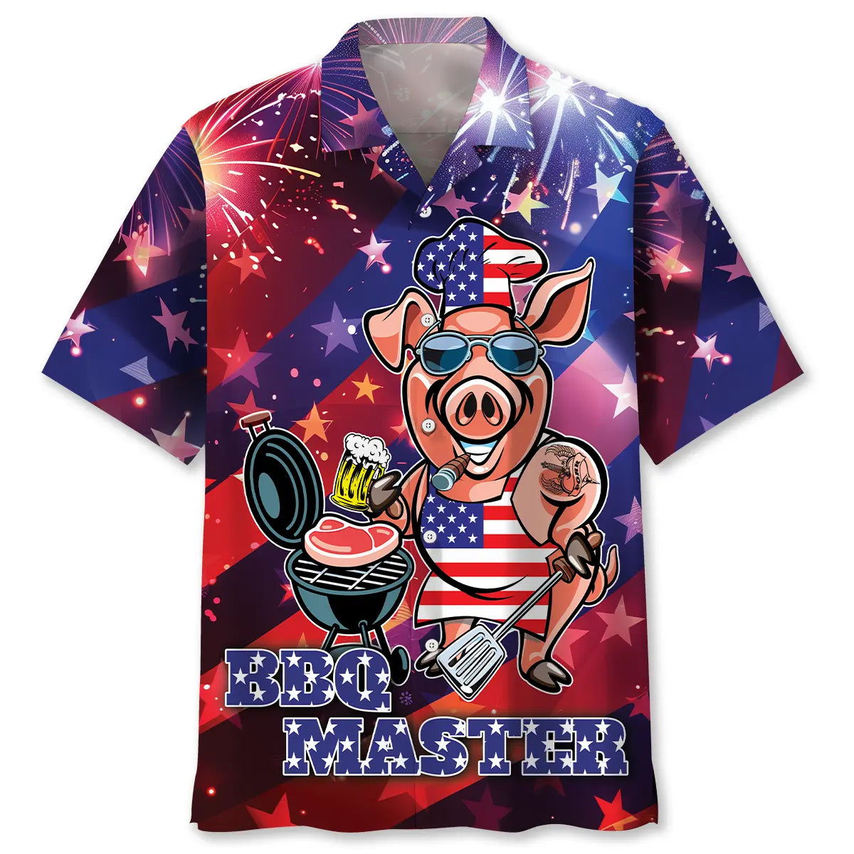 Hawaiian Shirt / Adults / S Funny BBQ Master 4th Of July Hawaiian Shirt