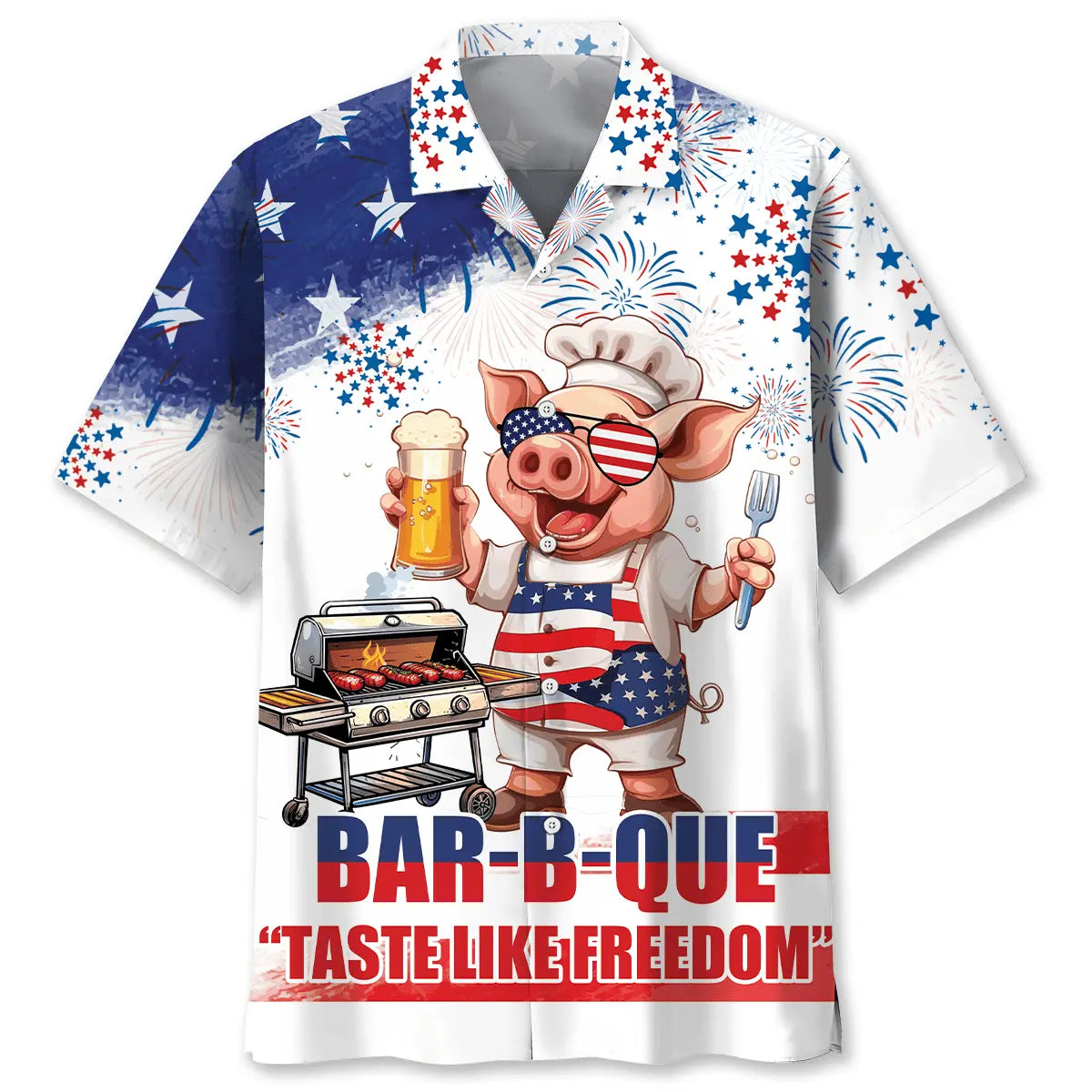 Hawaiian Shirt / Adults / S Funny BBQ USA Hawaiian Shirt