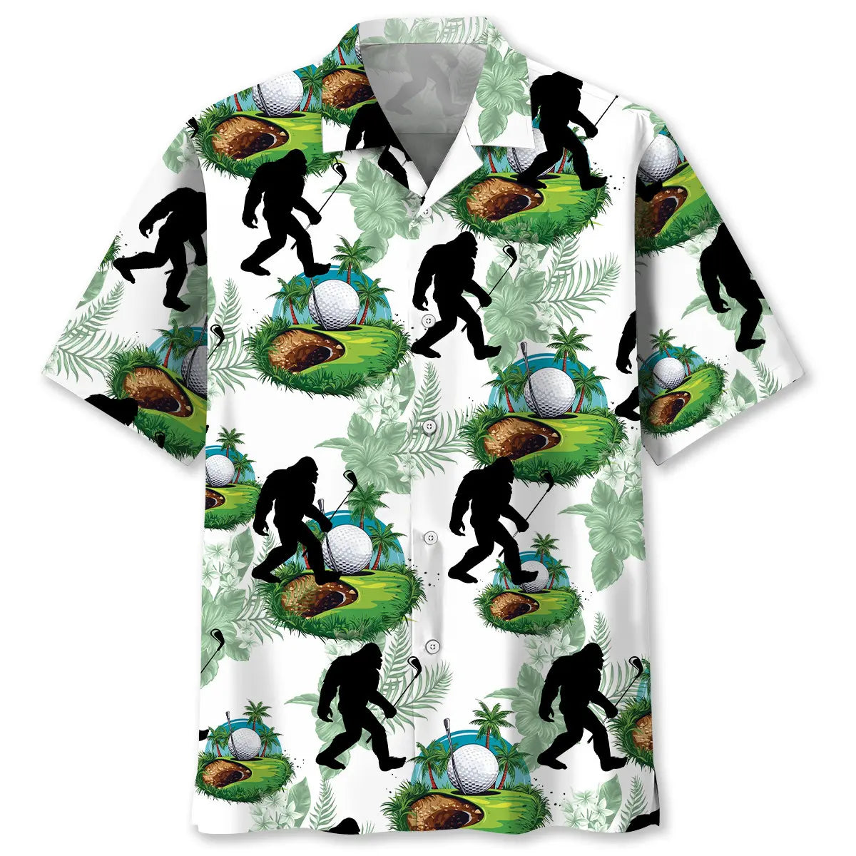 Hawaiian Shirt / Adults / S Funny Bigfoot Golf Hawaiian Shirt