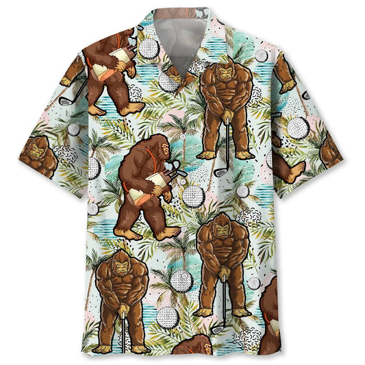 Hawaiian Shirt / Adults / S Funny Bigfoot Golf Player Hawaiian Shirt