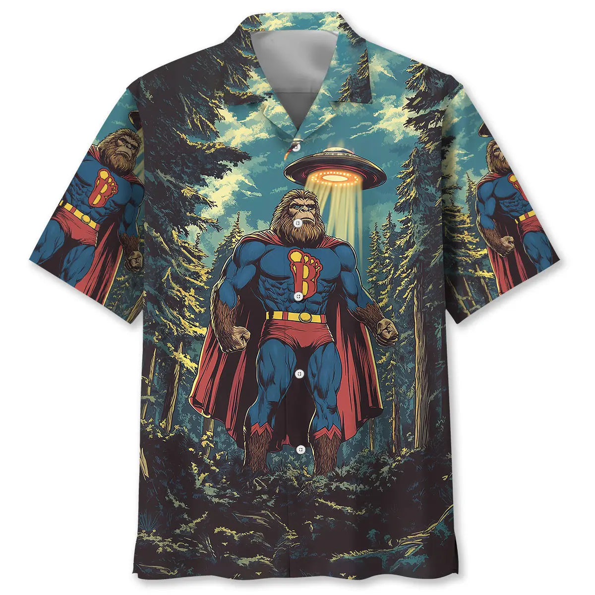 Hawaiian Shirt / Adults / S Funny Bigfoot Hero Hawaiian Shirt