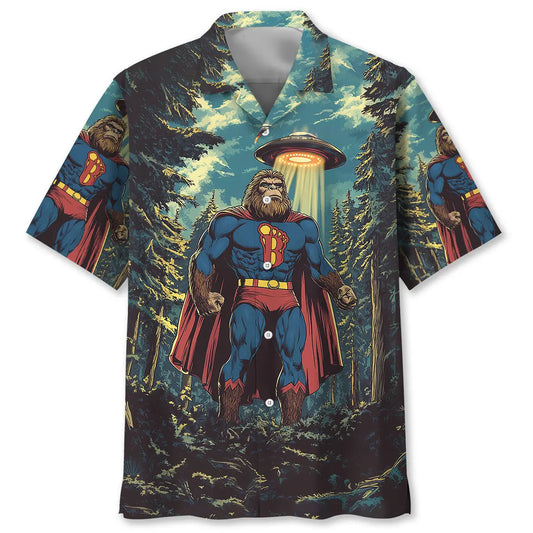 Hawaiian Shirt / Adults / S Funny Bigfoot Hero Hawaiian Shirt